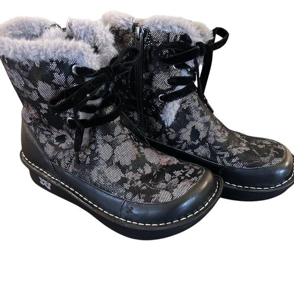 Alegria Twisp Dame TWI-579 Leather and Faux Fur Boots Size 5 Comfort - Picture 2 of 6